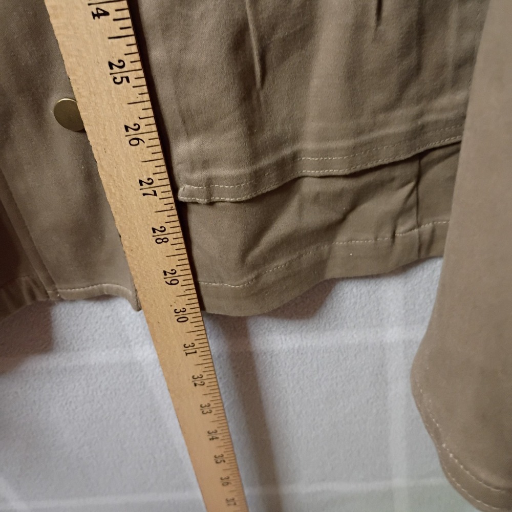 INC International Concepts Utility Jacket Khaki Lace Up Back Flared Sleeve L - Picture 5 of 6